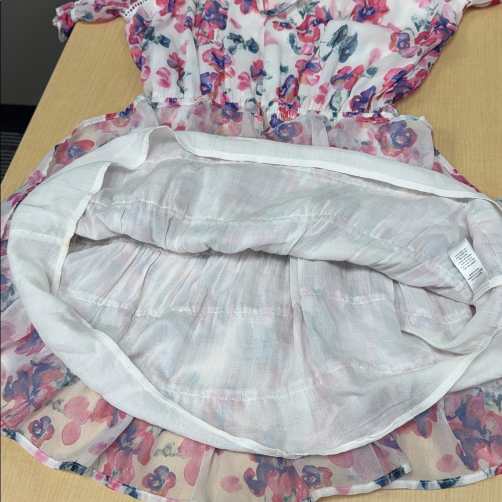 White Floral Dress with Pink and Purple Accents By Allison NY Size medium - Picture 8 of 16